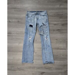 BKE Aiden Jeans Mens 30x30 Blue Bootleg Thrashed Destroyed Rips Distressed‎